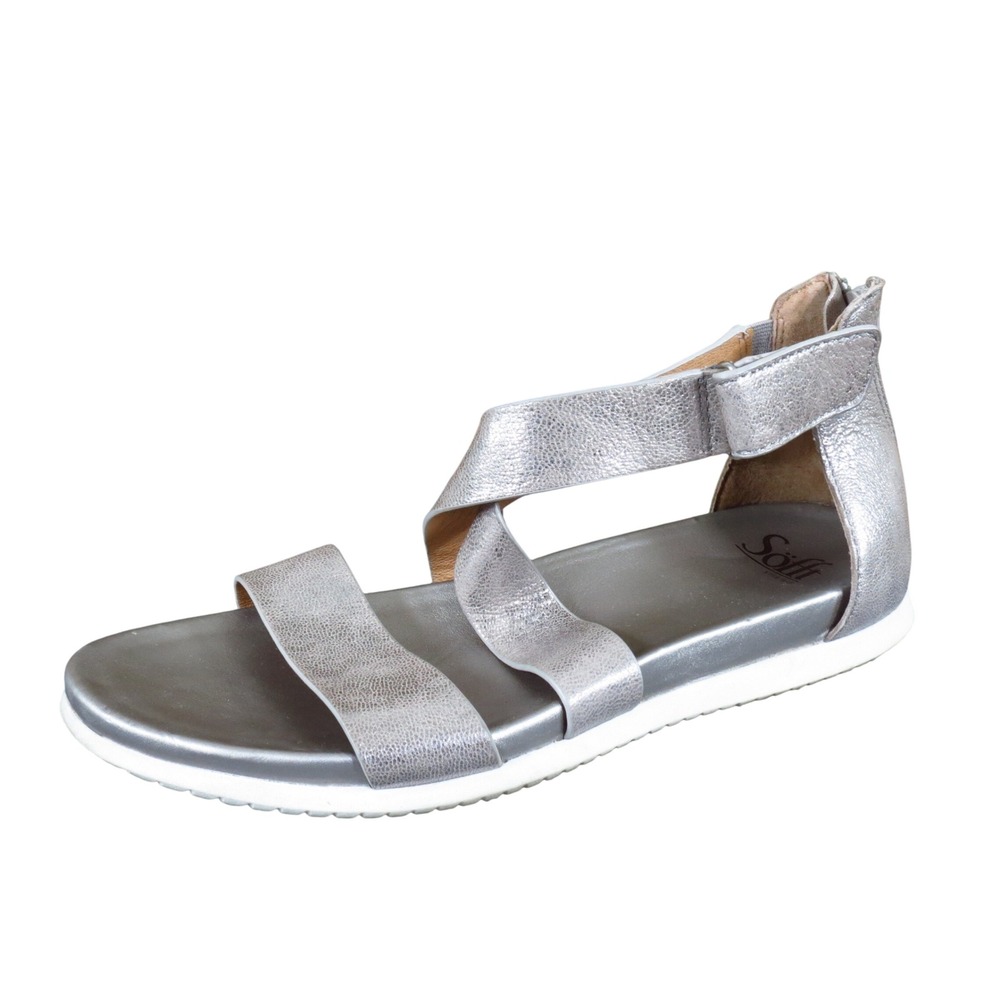 Sofft Fiora Women Gladiator Sandals Size 8M Walking Metallic Pewter Leather
